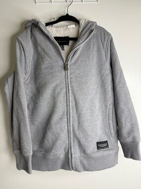 Silver Jeans Co Kids (6) Gray Sherpa-Lined Zip Hoodie Jacket